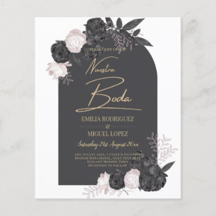 NUESTRA BODA Grey Blushing Pink Roses Spanish Flyer