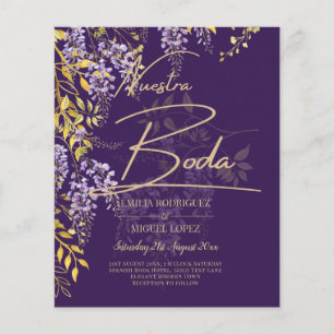 Nuestra Boda Lilac Wisteria Wedding Spanish Invite Flyer