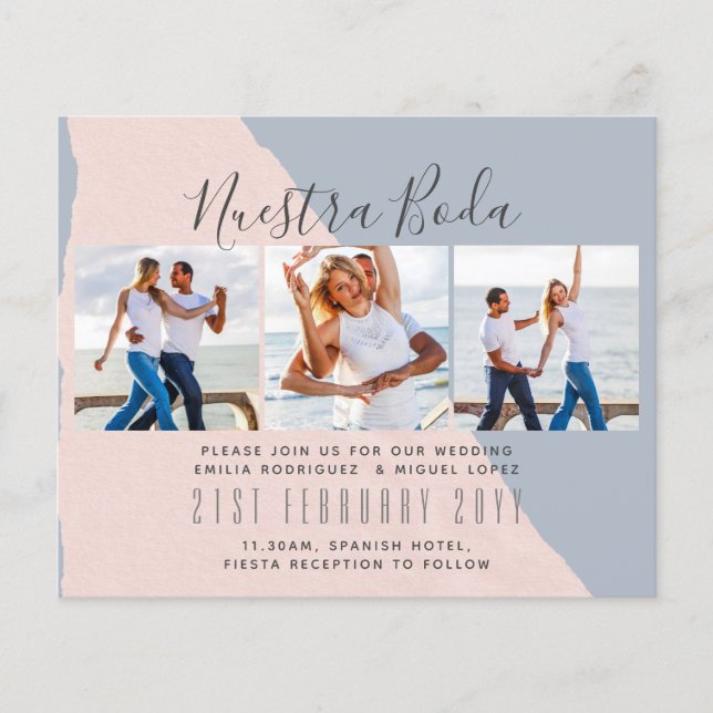 Nuestra Boda Photo Collage Wedding INVITE (Front)