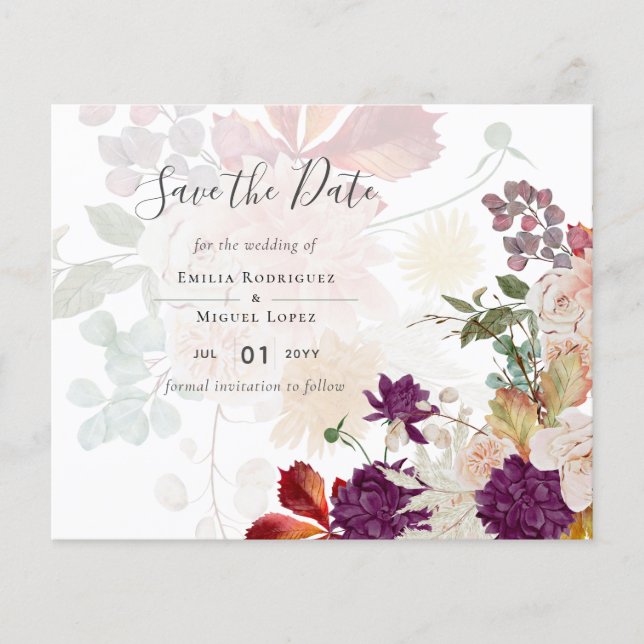 NUESTRA BODA Plum Fall Floral Spanish Wedding (Front)