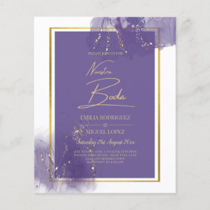 NUESTRA BODA PURPLE GOLD Wedding Lavender INVITE Flyer