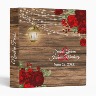 Nuestra Boda-  Rustic Wood, Lantern & Flowers Binder