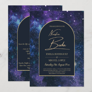 NUESTRA BODA Starry Night Purple Blue INVITE