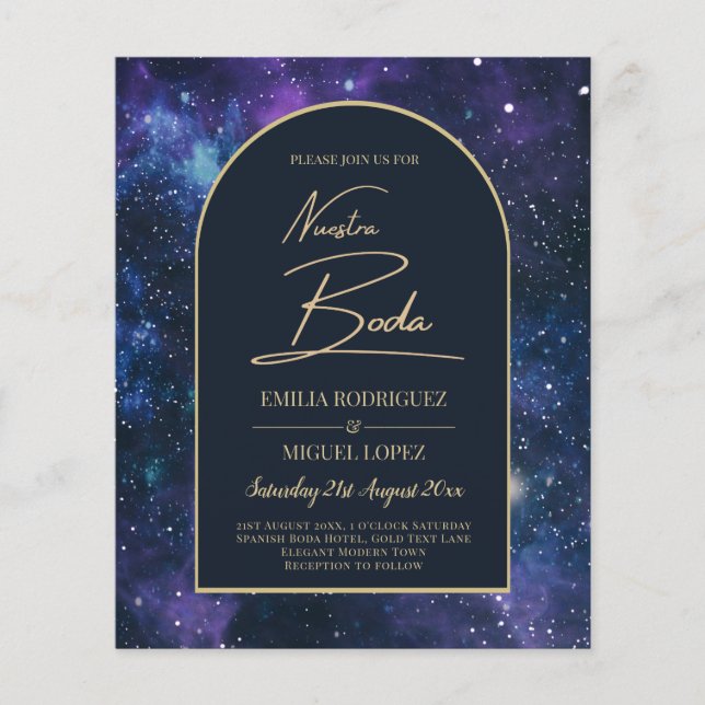 NUESTRA BODA Starry Night Purple Blue INVITE Flyer (Front)