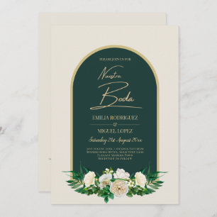 NUESTRA BODA Vert Or Blanc Roses INVITATION d'hive