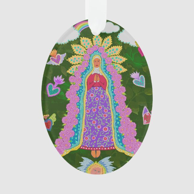 Nuestra Señora de Guadalupe Green Ornament (Front)