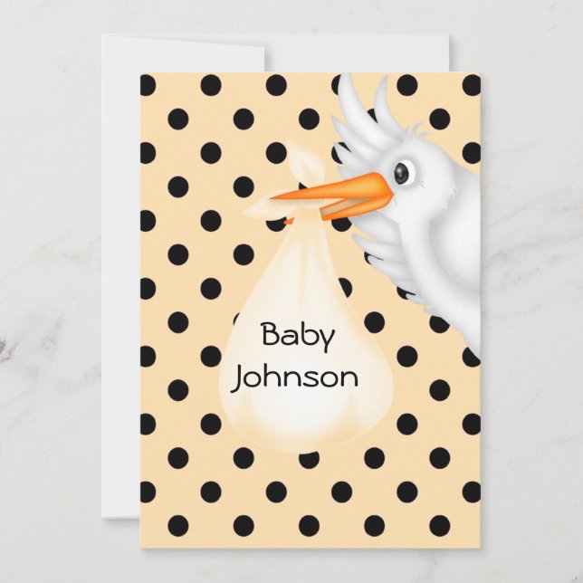 Nuetral Personalized Stork Baby Shower  Invitation (Front)