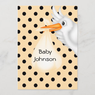 Nuetral Personalized Stork Baby Shower  Invitation