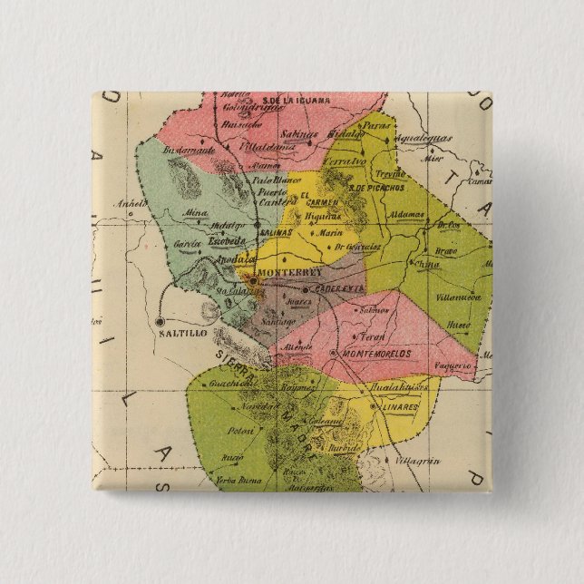 Nuevo Leon, Mexico 2 Inch Square Button (Front)