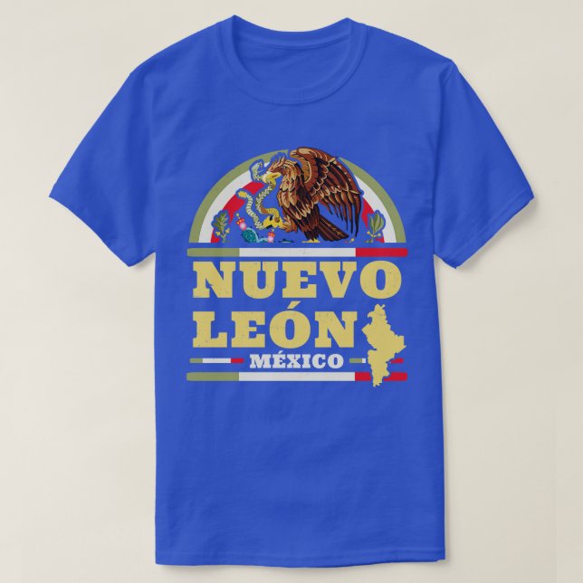 Nuevo Leon Mexico Mapa Bandera Mexicana Mexican St T-Shirt (Design Front)