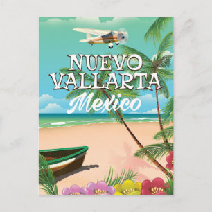 Nuevo Vallarta Mexico beach travel poster Postcard