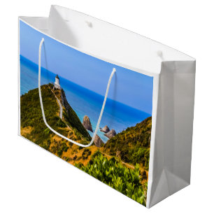Nugget Point lighthouse, New Zealand Large Gift Bag