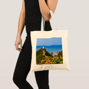 Nugget Point lighthouse, New Zealand Tote Bag