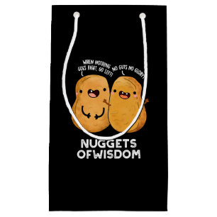 Nuggets Of Wisdom Funny Food Pun Dark BG Small Gift Bag