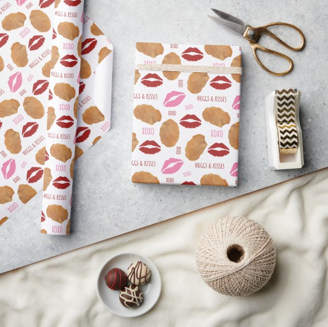 Nuggs & Kisses Chicken Nugget XOXO Valentine Lips Wrapping Paper (Crafts)