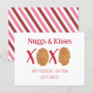 Nuggs Kisses Chicken Nuggets Pun Valentine Stripe Postcard