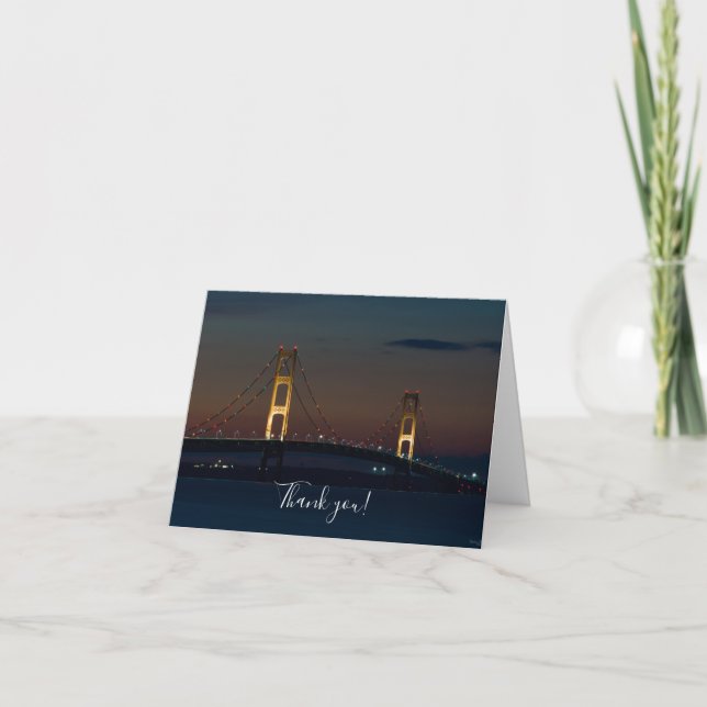 Nuit À Mackinac Bridge Carte de remerciements (Devant)