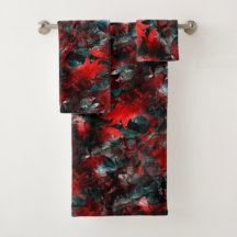 Nuit avec des feuilles rouges gâtés vifs tombés su