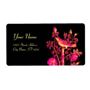 NUIT AVEC ROSES, rose Fuchsia Jaune Noir