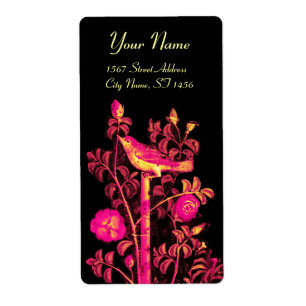NUIT AVEC ROSES, Rose Fuchsia Noir Jaune
