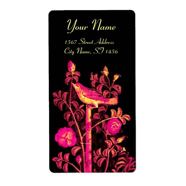 NUIT AVEC ROSES, Rose Fuchsia Noir Jaune (Devant)