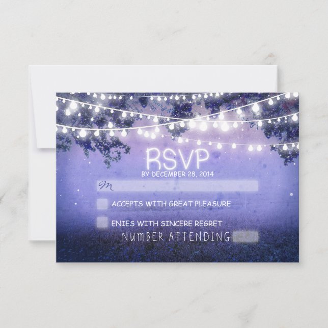 nuit bleue & lanternes mariage rustique RSVP (Devant)
