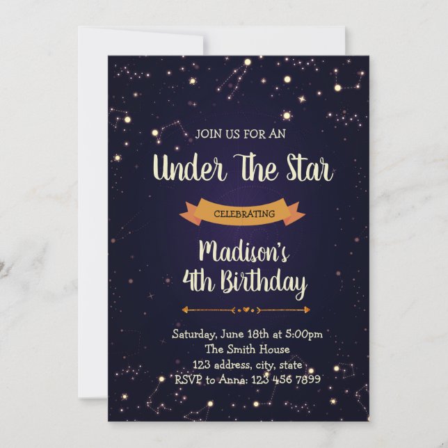 Nuit ciel anniversaire invitation (Devant)