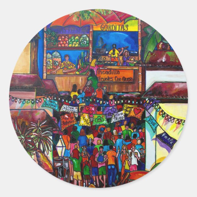 Nuit dans le vieux San Antonio Sticker (Devant)