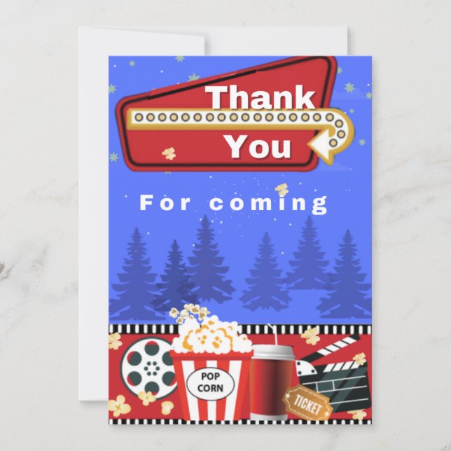 Nuit de cinéma Carte de remerciements d'anniversai (Devant)
