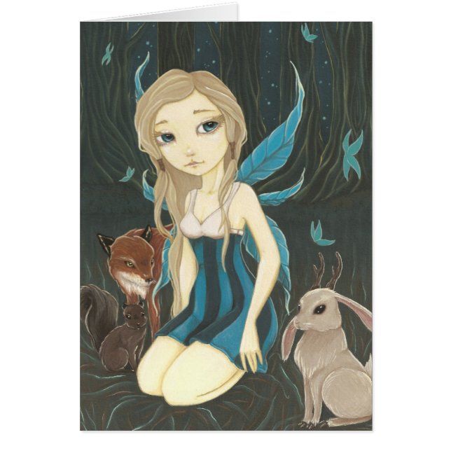 Nuit de forêt - carte féerique de Jackalope (Devant)