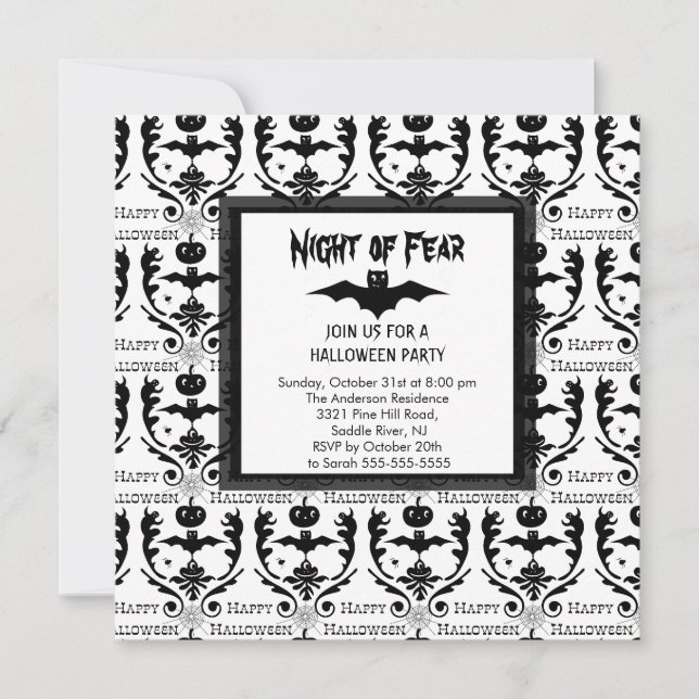 Nuit de la peur BAT Halloween Invitation à la fête (Devant)