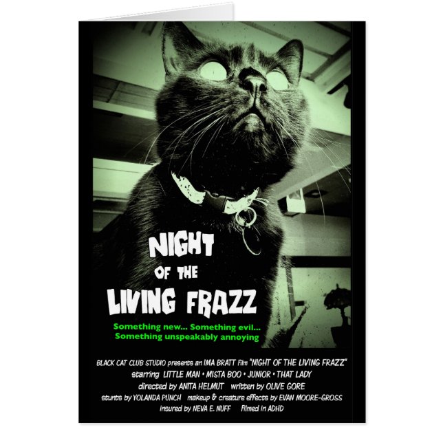 "Nuit du Frazz vivant !" Carte de note de chat de (Devant)