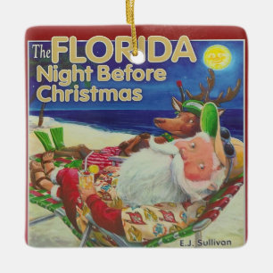 Nuit en Floride avant Noël Ornement en céramique