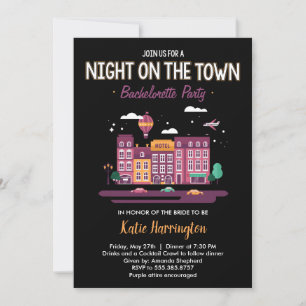 Nuit en ville Bachelorette Party Invitation