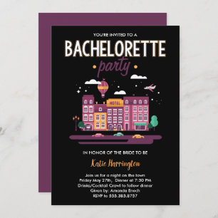 Nuit en ville Bachelorette Party Invitation