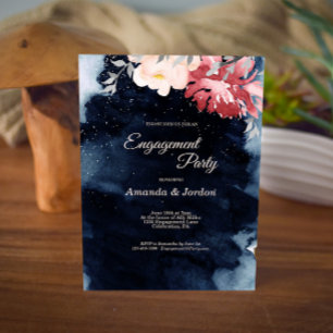 Nuit étoile Floral Engagement Party Invitation