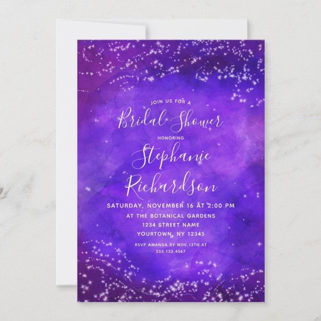 Nuit étoile Galaxy nuptiale invitation (Devant)