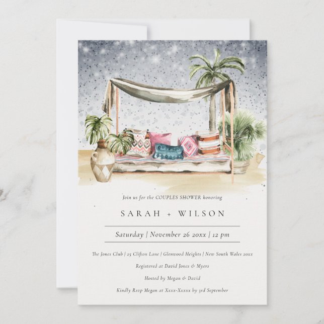 Nuit étoile Tropical Cabana Couple Invitation douc (Devant)