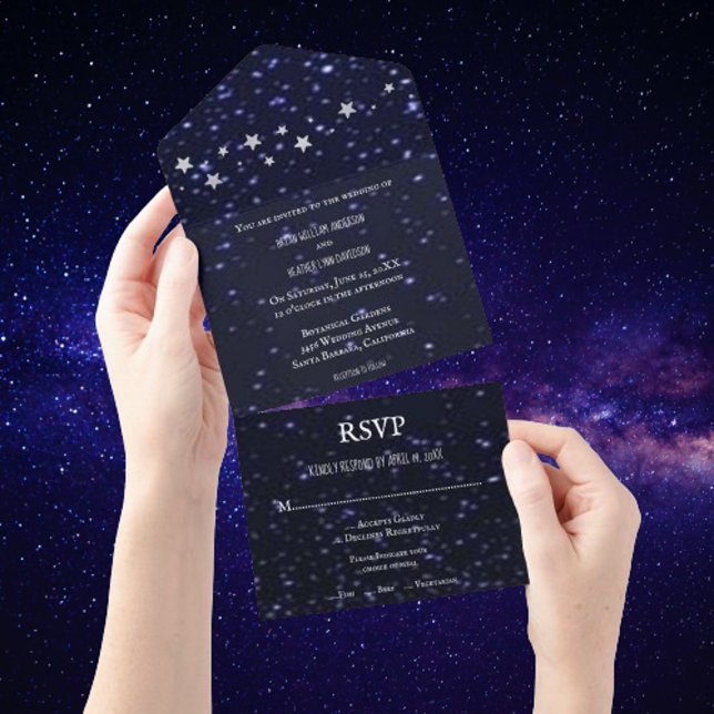 Nuit étoilée en un seul mariage Invitation (Starry Night All in One Wedding Invite)