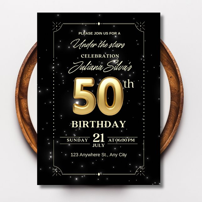 Nuit étoilée Invitation anniversaire, 50e annivers (Créateur téléchargé)