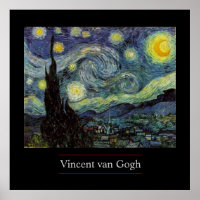 Nuit étoilée par van Gogh Poster post-impressionni