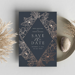 Nuit   Floral Diamond Foil Enregistrer la carte de