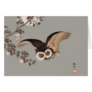 Nuit Japonaise Chouette Lune Bois Coupe Flying Nig