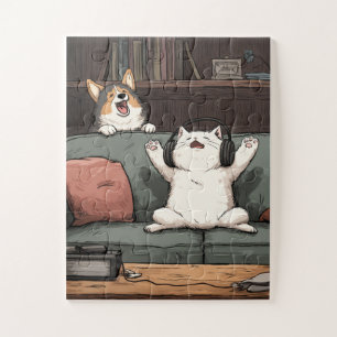 Nuit Karaoke - Cat & Corgi Puzzle