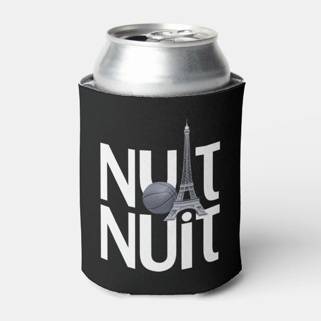 Nuit Nuit Basketball Night French Word Paris Tower Can Cooler (Can Front)