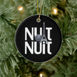 Nuit Nuit Basketball Night French Word Paris Tower Ceramic Ornament