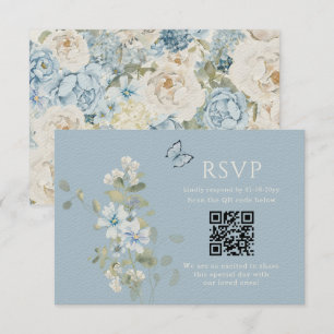 Nuit romantique bleu aquarelle Mariage floral RSVP