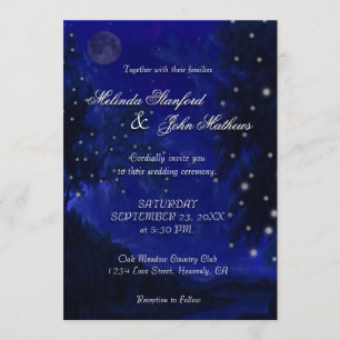 Nuit romantique bleue du faire-part de mariage  