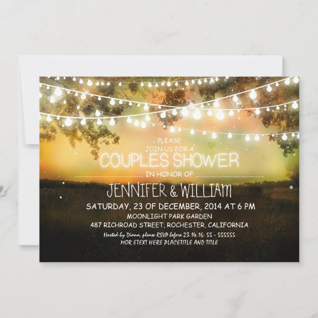 nuit rustique couples douche invitations (Devant)