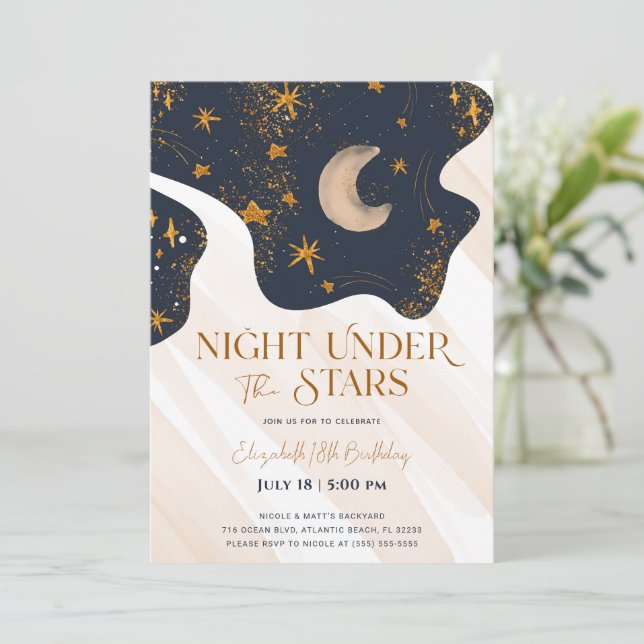 Nuit sous les étoiles Anniversaire Invitation (Debout devant)
